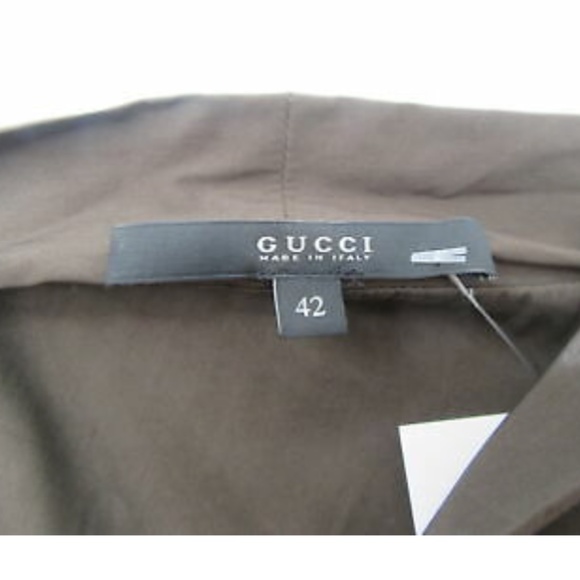 Gucci Womens Army Green V-Neck Cotton Blend Blouse - Picture 5 of 5